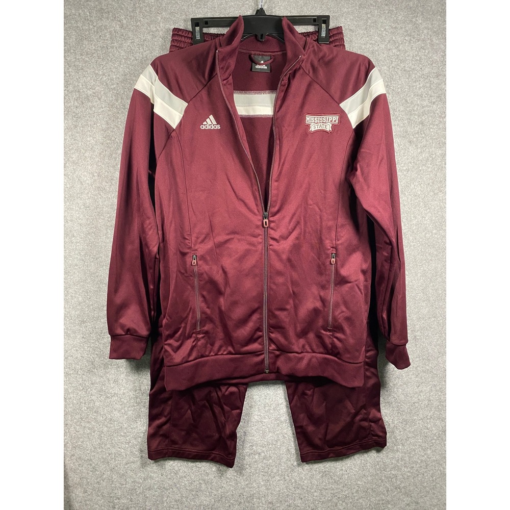 Adidas Mississippi State Bulldogs TrackSuit Maroon Full Zip Jacket Pants